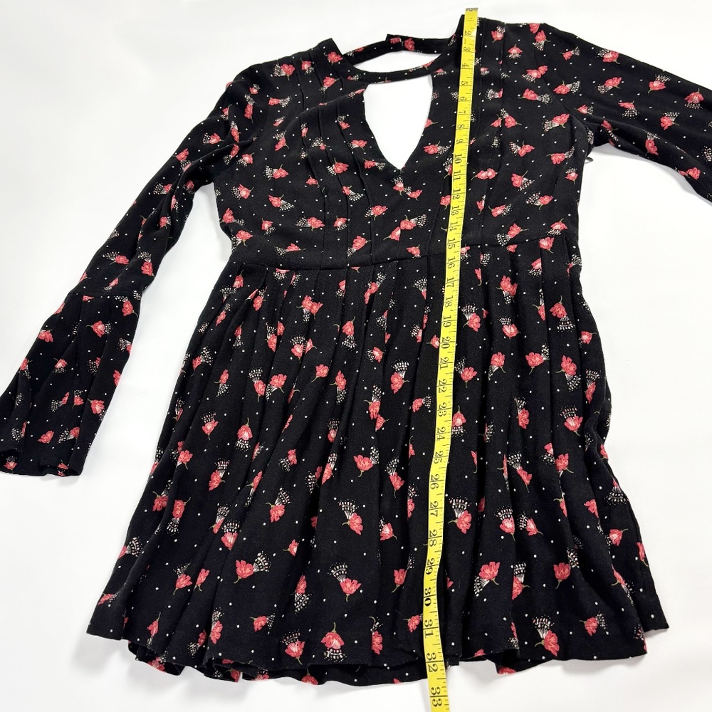 Free People Black Red Floral Mini Dress – Size 8 - Picture 16 of 16